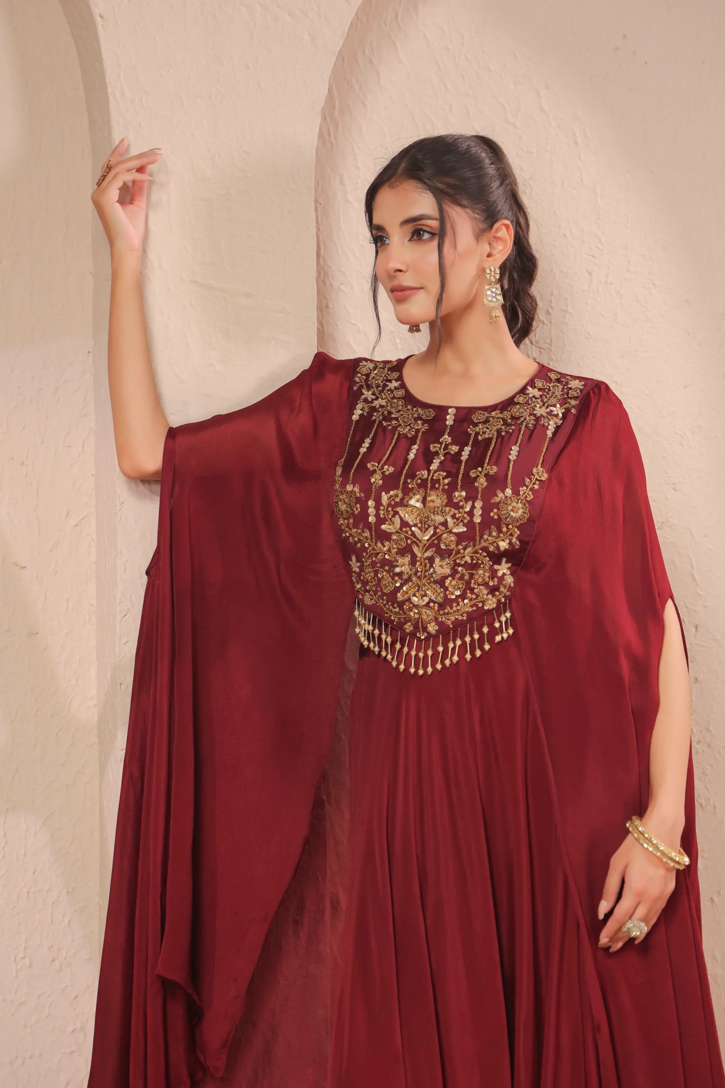2 Piece Hand emboidered bodice, flared top with skirt-palazzo