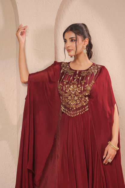 2 Piece Hand emboidered bodice, flared top with skirt-palazzo
