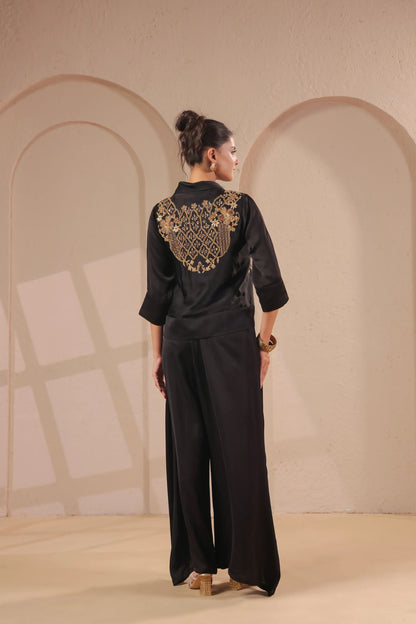 3 piece Hand emboidered top, bustier with palazzo
