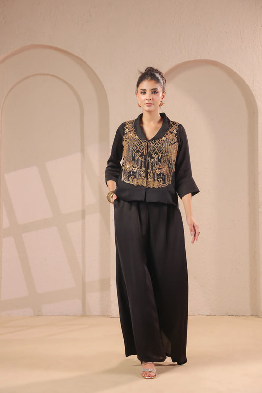 3 piece Hand emboidered top, bustier with palazzo