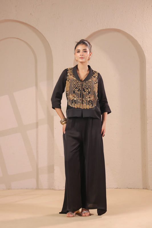 3 piece Hand emboidered top, bustier with palazzo