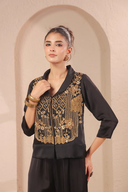3 piece Hand emboidered top, bustier with palazzo