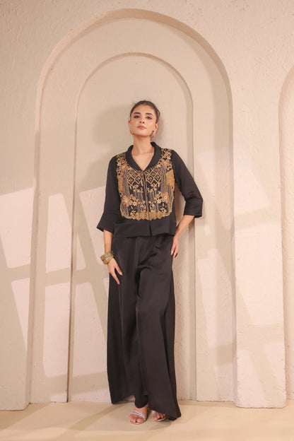 3 piece Hand emboidered top, bustier with palazzo