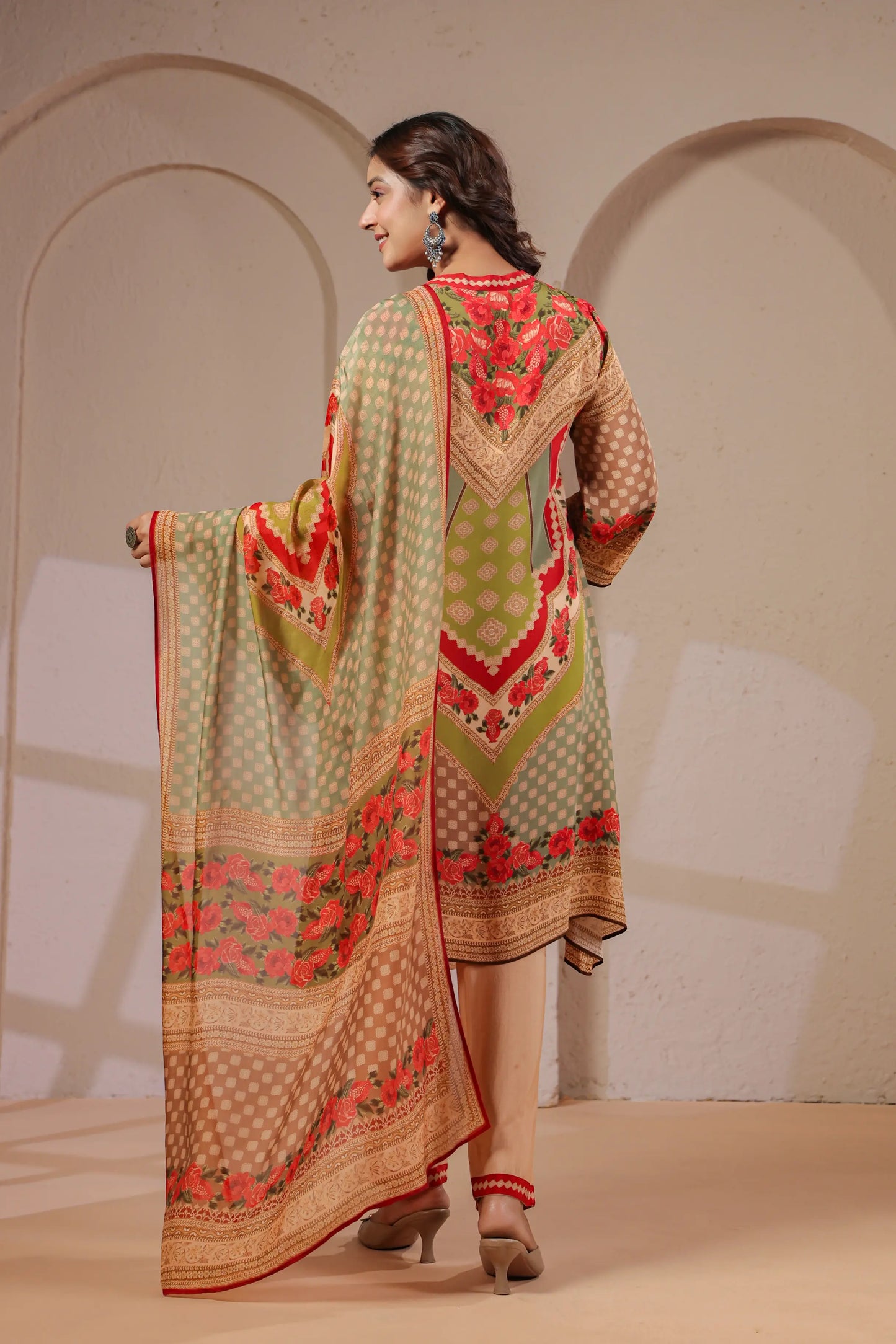 Embellished Printed Straight Kurti with Pant