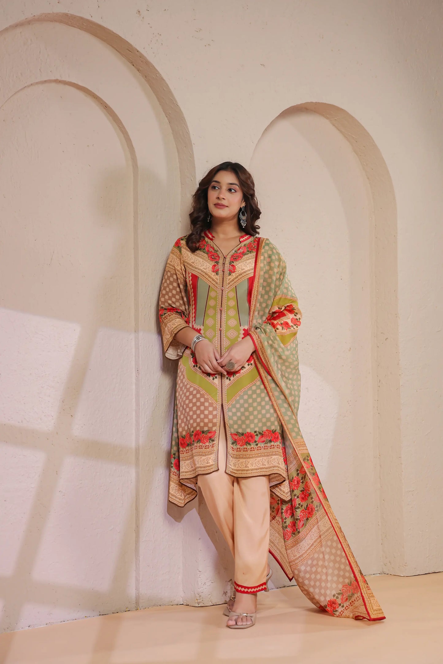 Three Piece Ethnic Kurti with highlight
