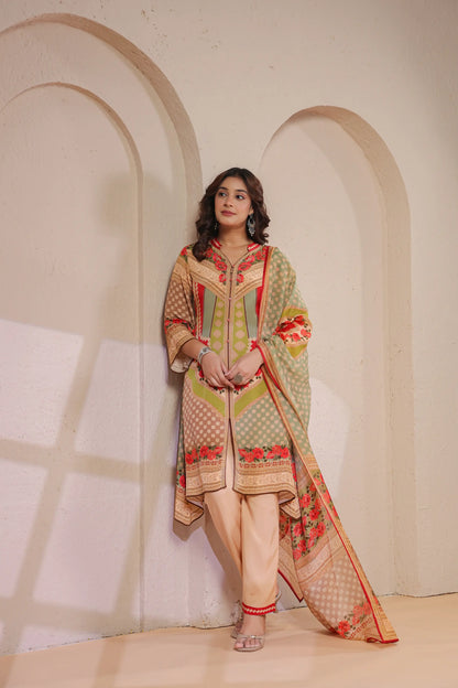 Embellished Printed Straight Kurti with Pant