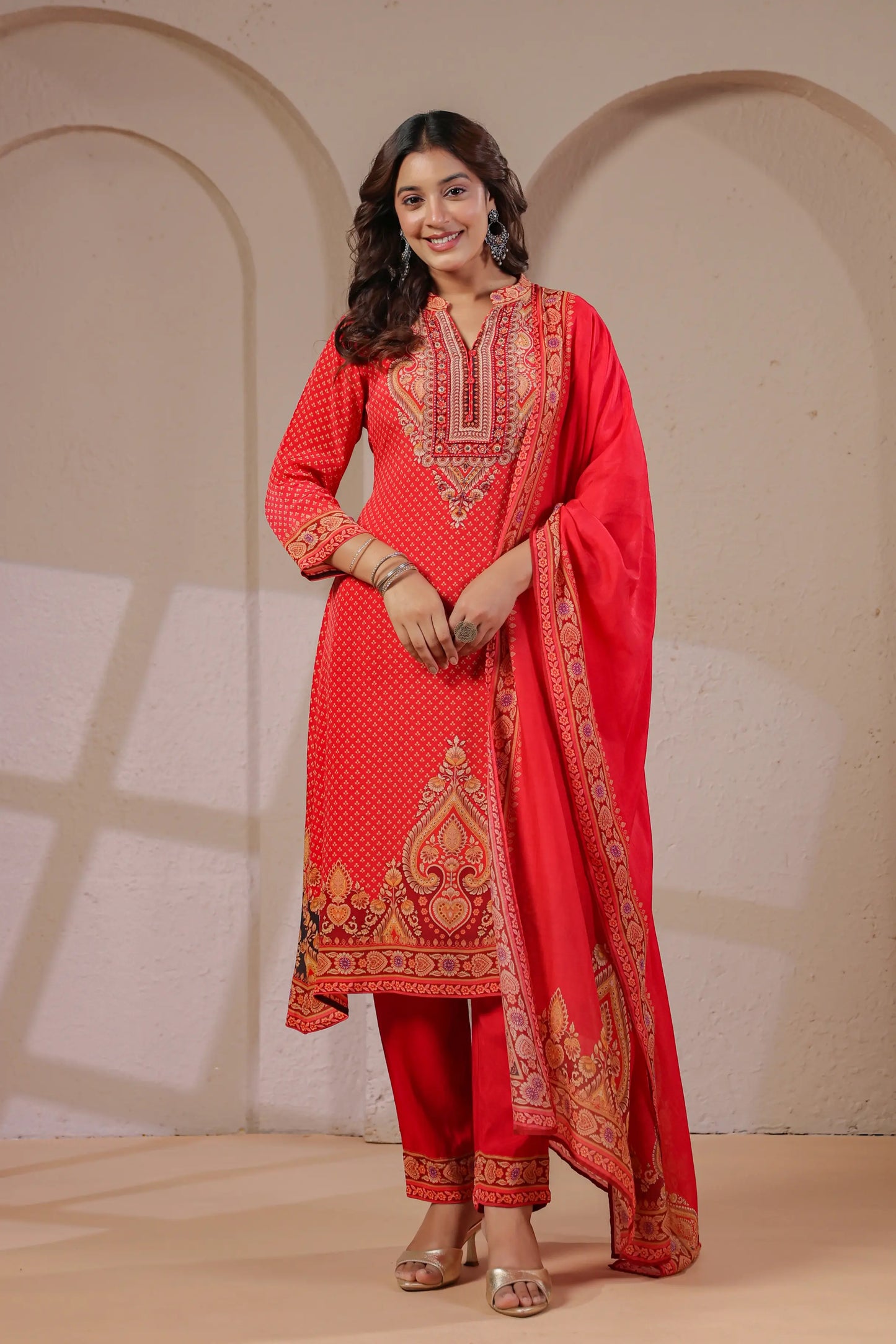 Three Piece Ethnic Kurti with highlight