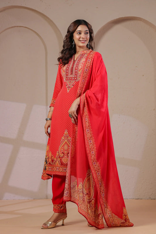 Three Piece Ethnic Kurti with highlight