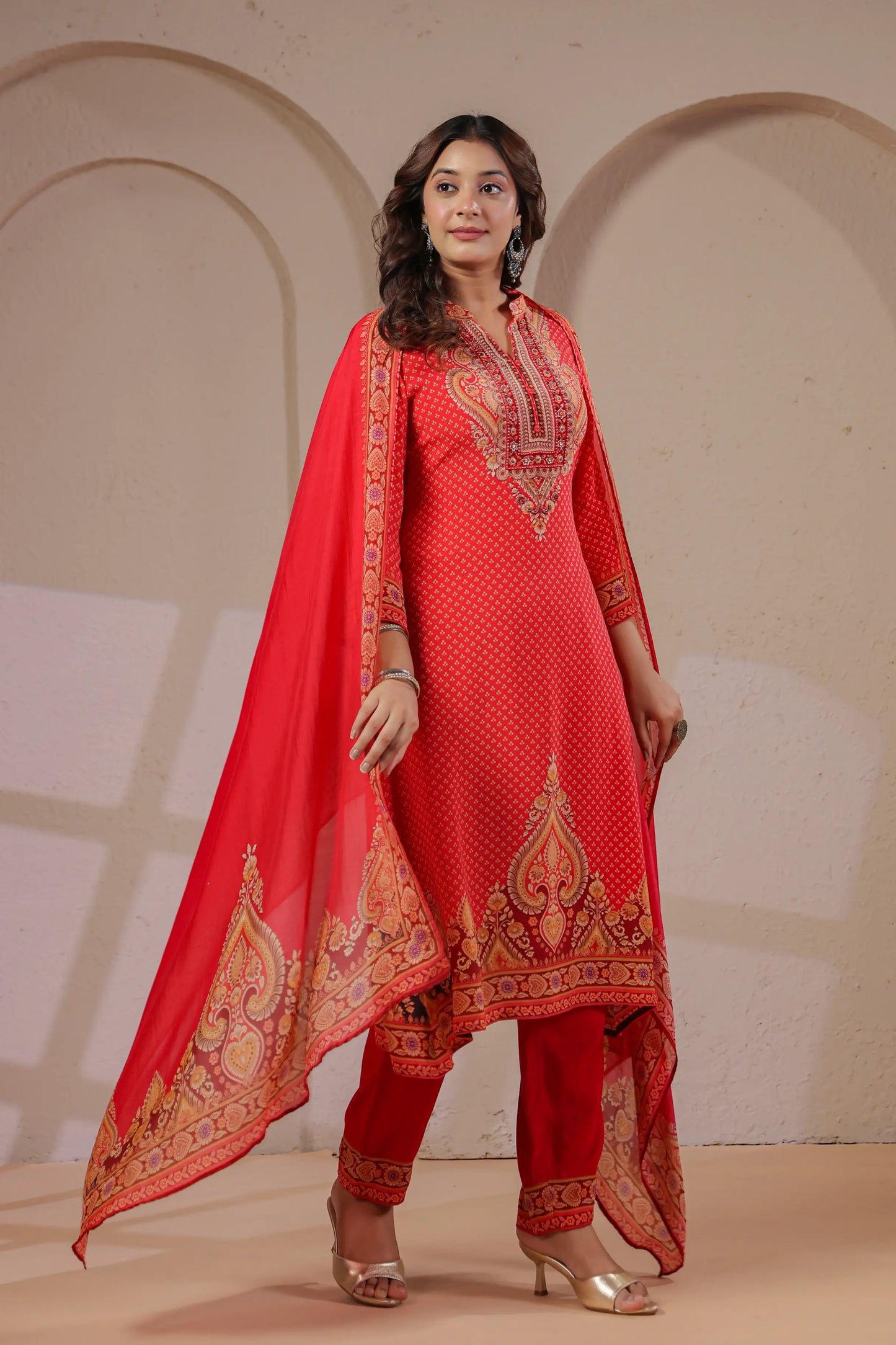 Three Piece Ethnic Kurti with highlight