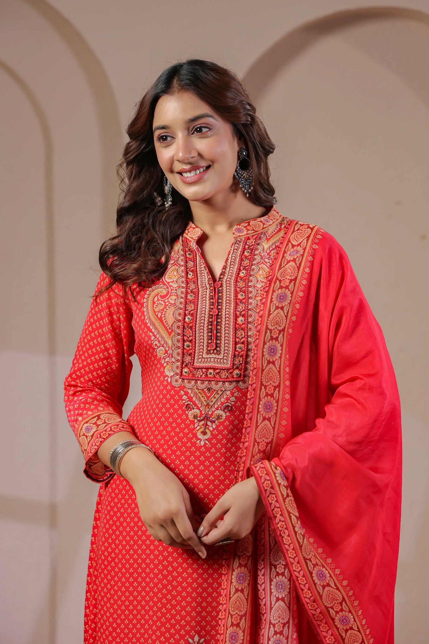 Three Piece Ethnic Kurti with highlight