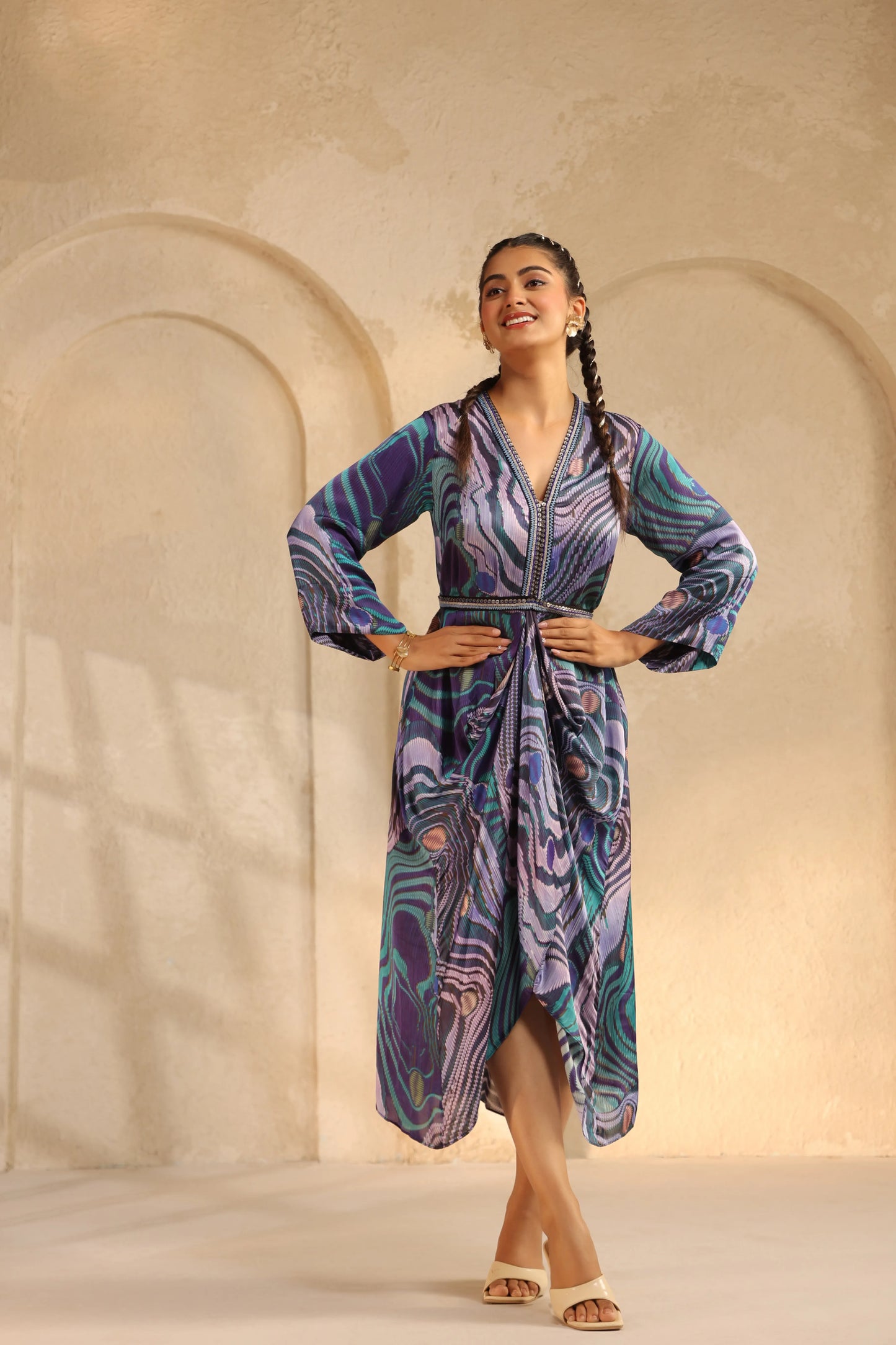 Printed Drape Dress
