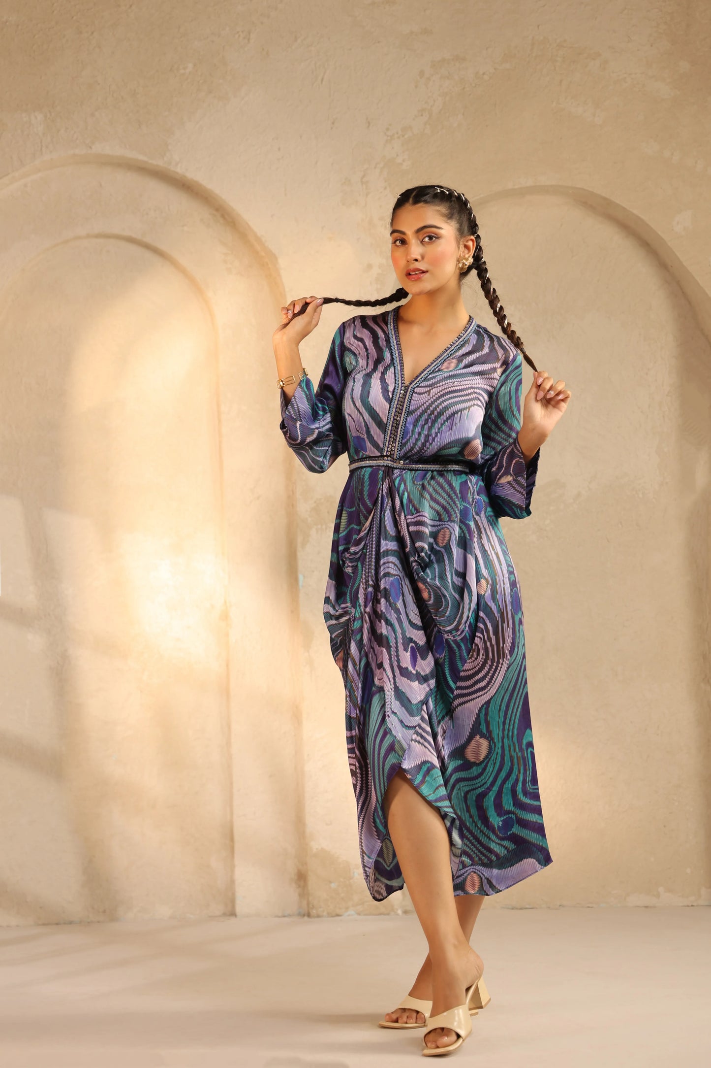 Printed Drape Dress