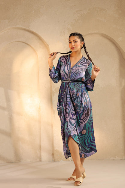 Printed Drape Dress