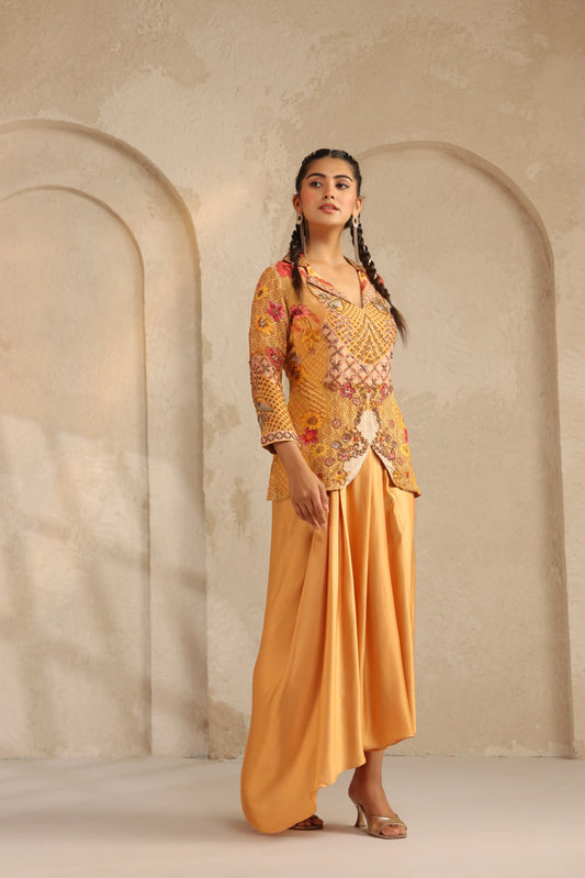 Jacket Top with Dhoti Pant