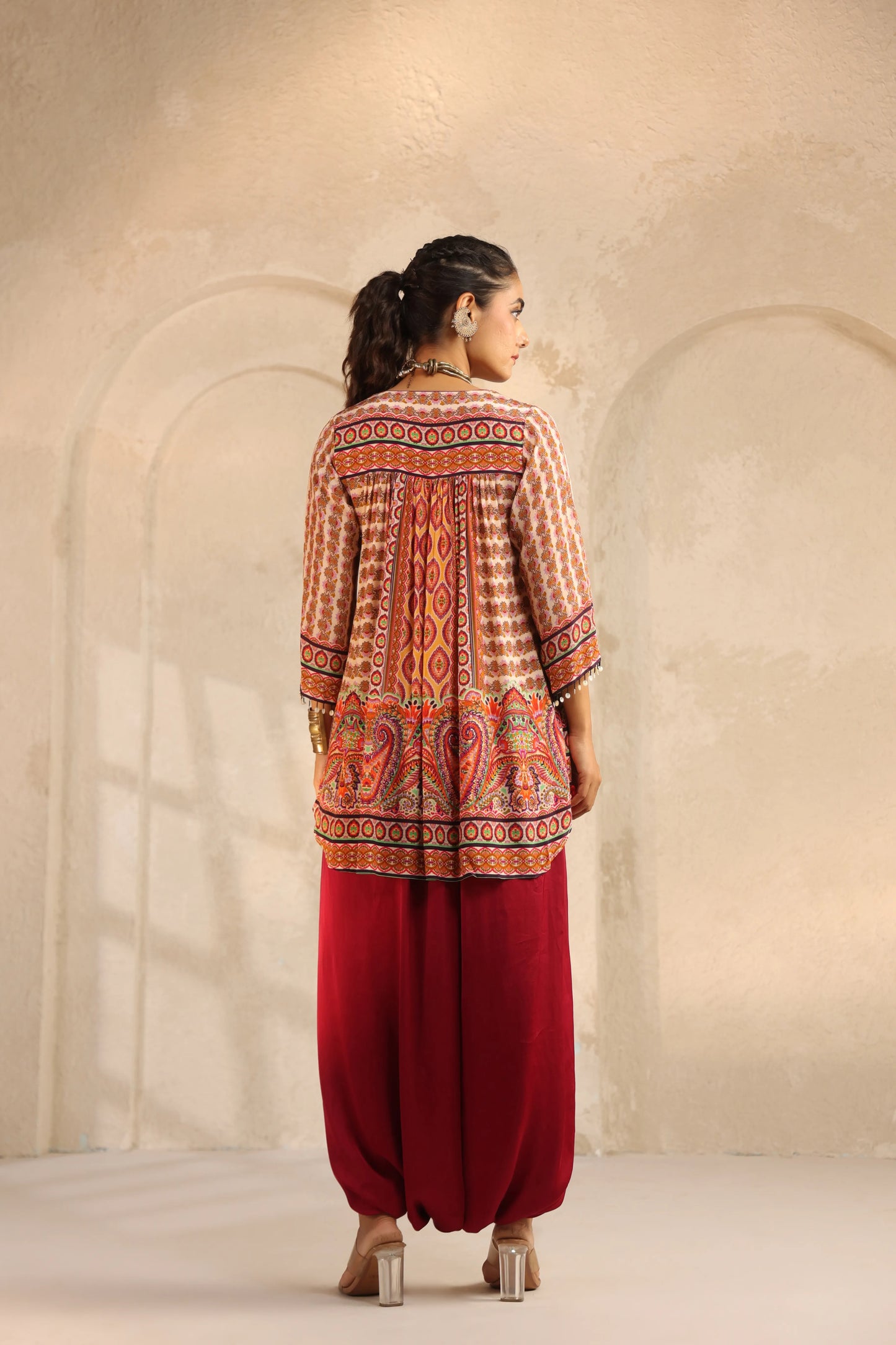 Embellished Top with Dhoti Pant