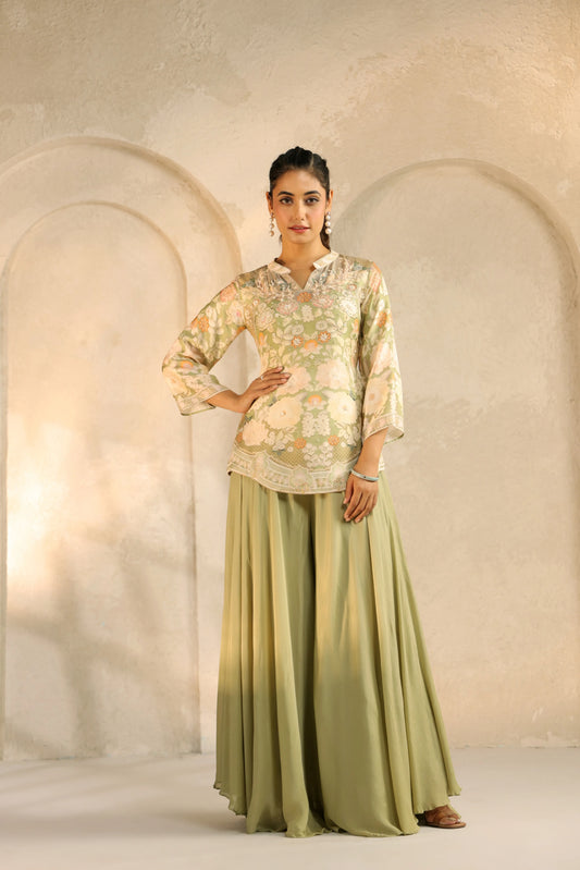 Palazzo with Printed Embellished Top