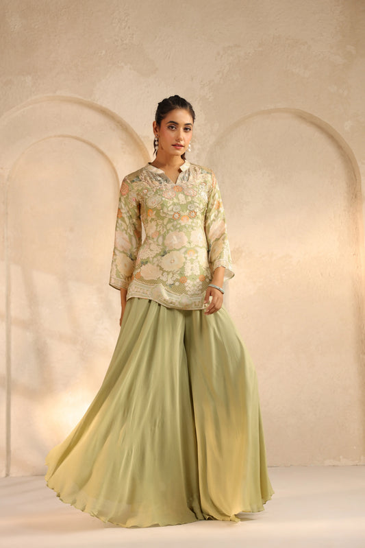 Palazzo with Printed Embellished Top