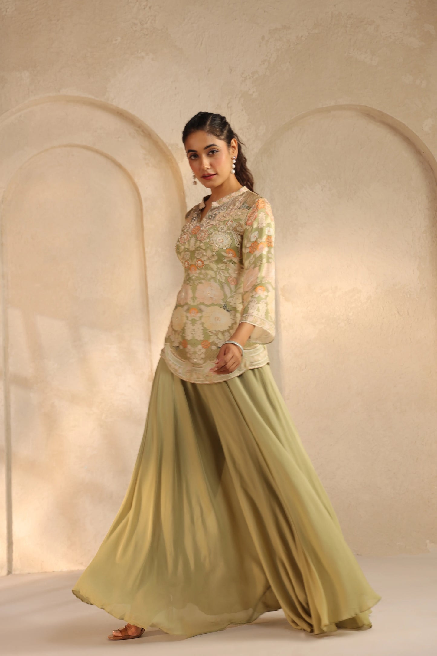 Palazzo with Printed Embellished Top