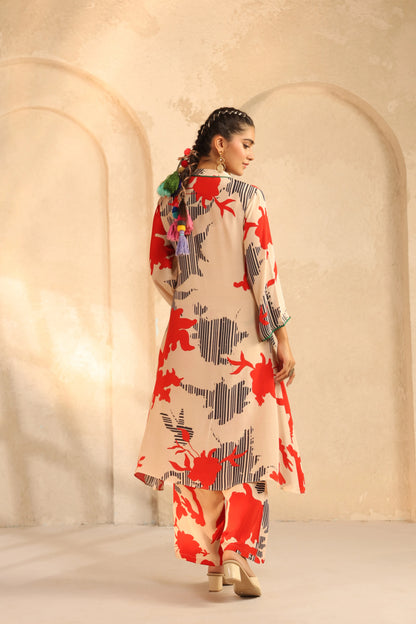 Floral Print Straight Kurti With Printed Pant