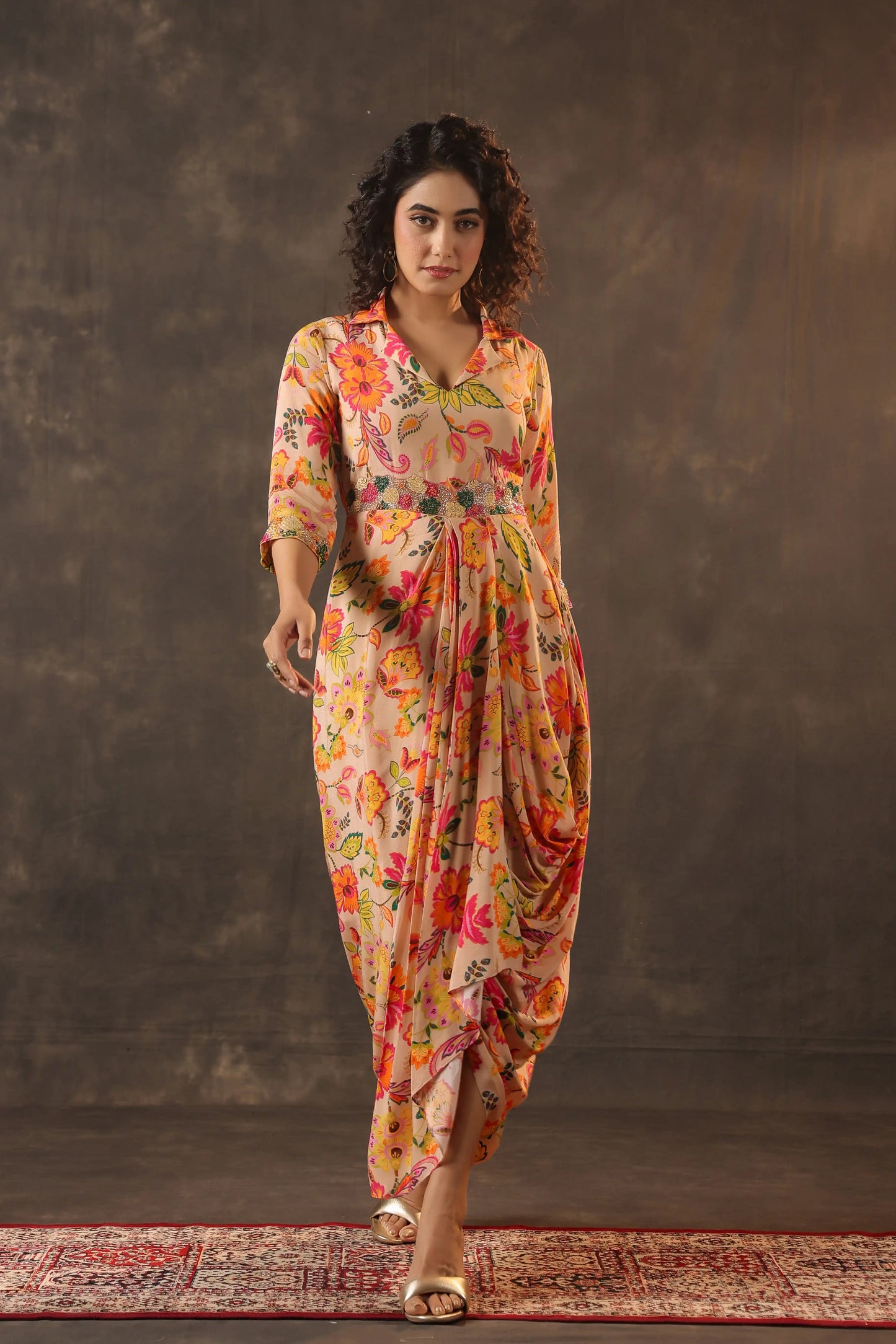 Printed Drape Dress