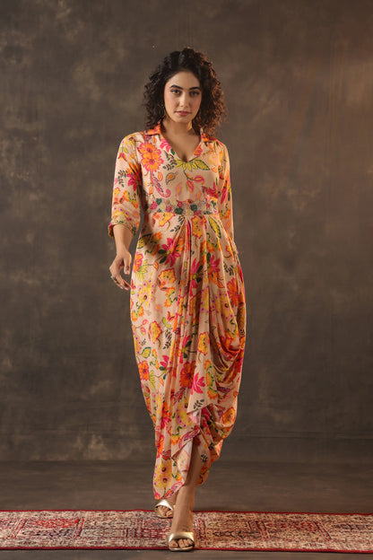 Printed Drape Dress
