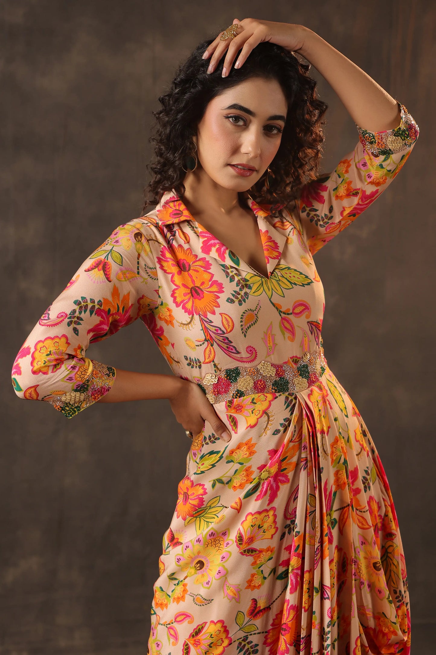 Printed Drape Dress