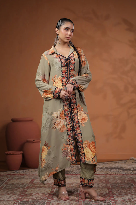 Floral Print Straight Kurti with Pant