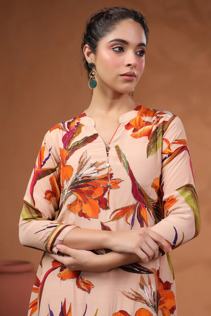 Floral Printed Embellished Kurta Pant