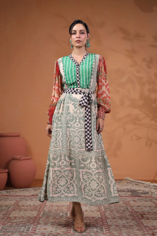 Collage Pattern Printed Dress
