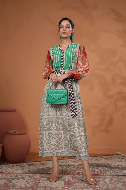 Collage Pattern Printed Dress
