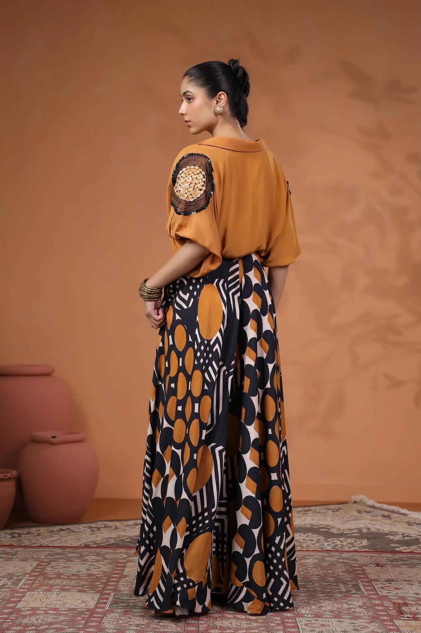 Abstarct Palzzo with Co-ordinated top with hand Emb. Detail