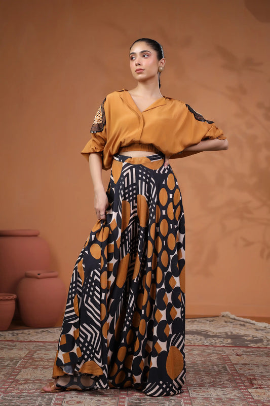 Abstarct Palzzo with Co-ordinated top with hand Emb. Detail