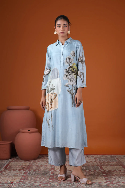 Floral Print Straight Kurti with Pant