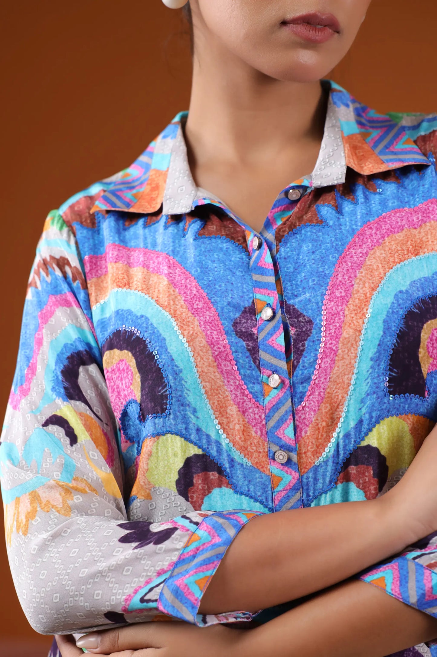 Abstract Print Straight Kurti With Pant