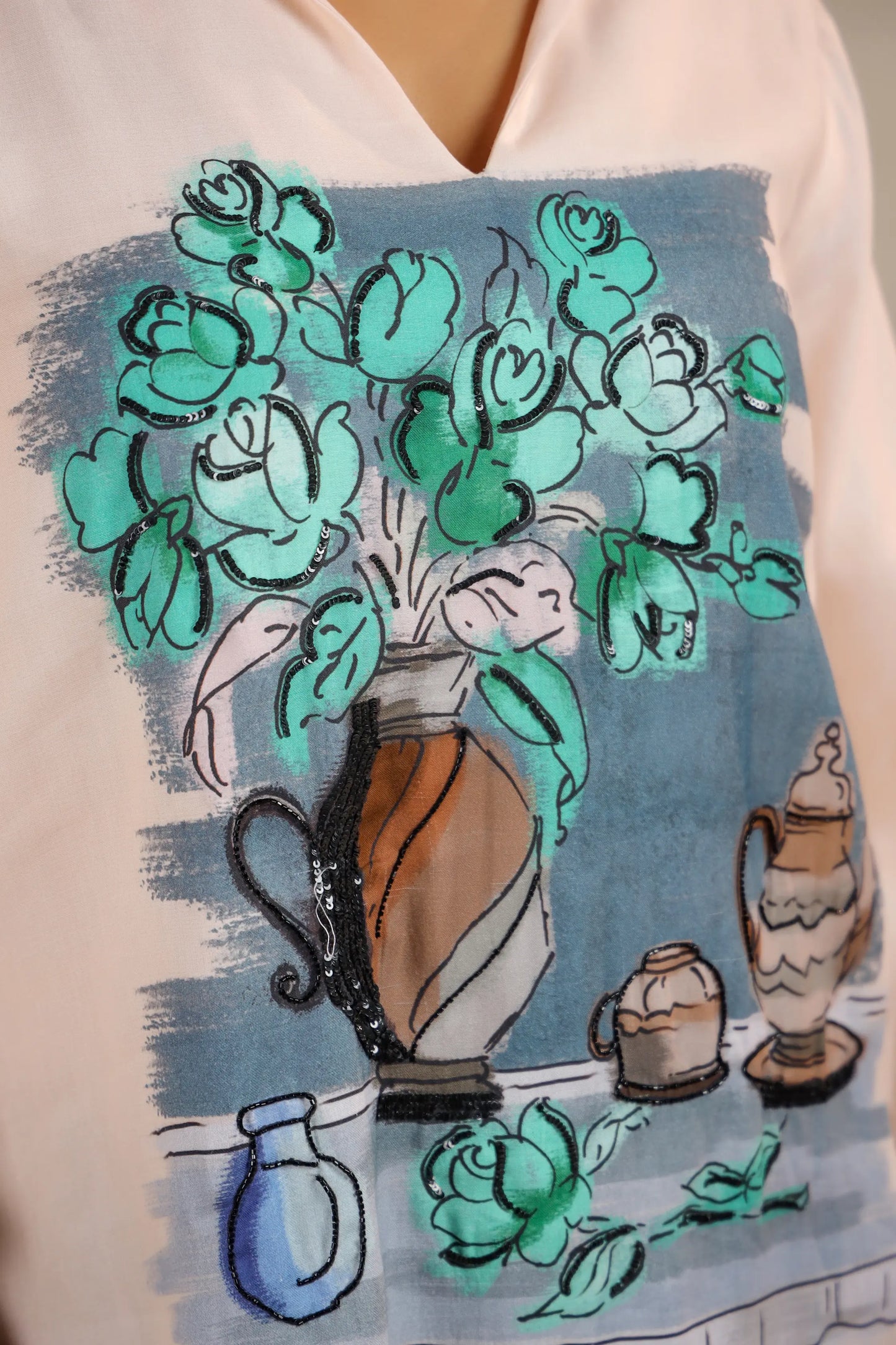 Printed Short Top with light Embellish