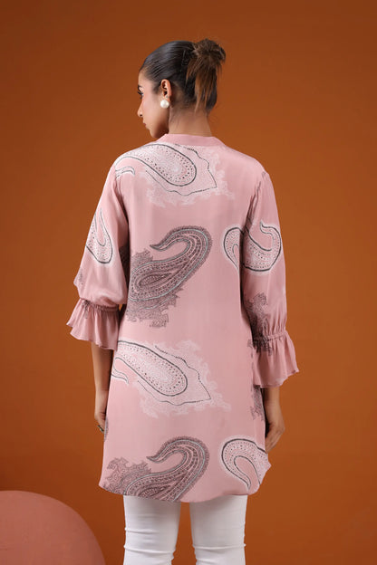 Printed Short Top with Light Embellish