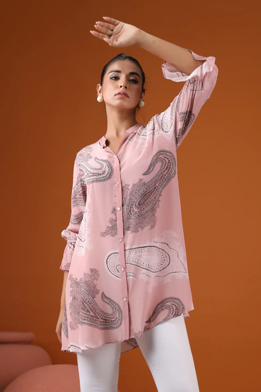 Printed Short Top with Light Embellish