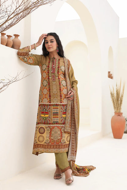 Traditional Print Straight Kurti with Pant and Printed Dupatta
