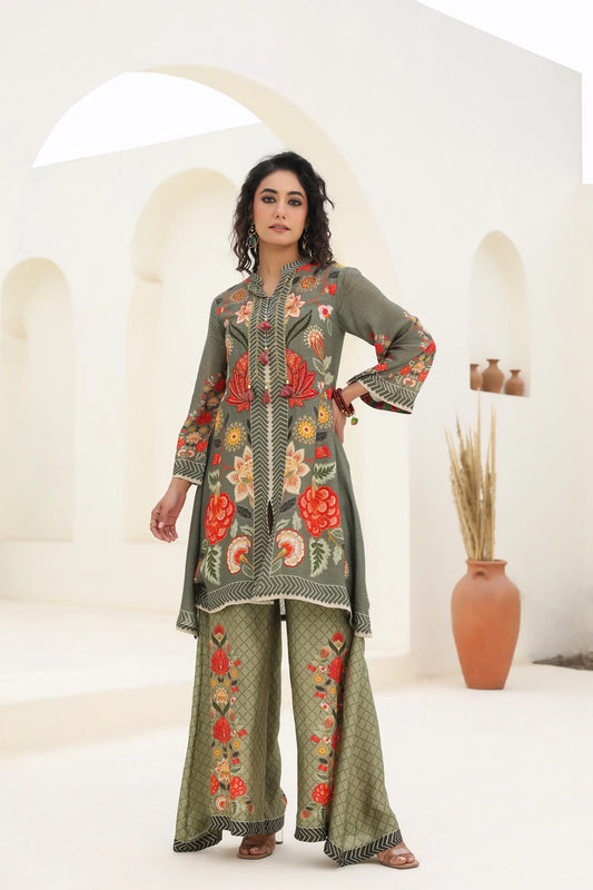 Combination print Co-Ord Set With light Embellish