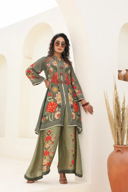 Combination print Co-Ord Set With light Embellish