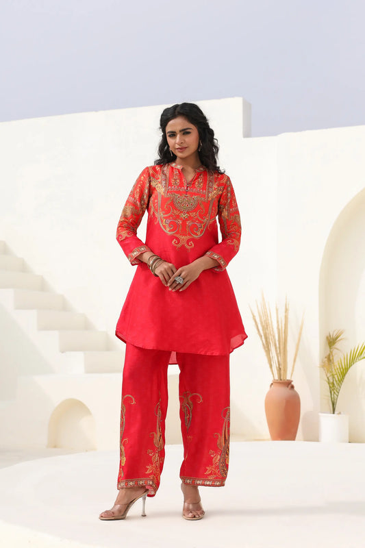 Traditional Print Short Kurti with Pant