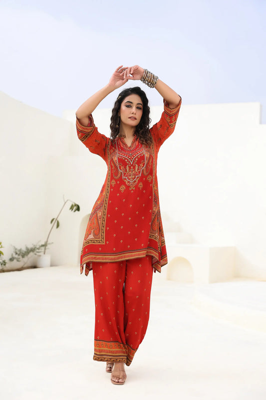 Traditional Print Short Kurti with Pant