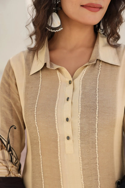 Abstract Print Straight Kurti with Pant