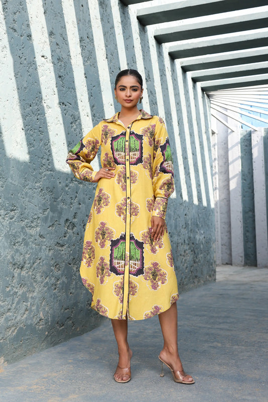 European Print Cotton Dress