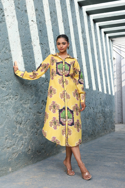 European Print Cotton Dress