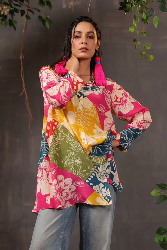 Printed Short Top with Light Embellish