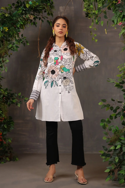 Floral Printed Top with full Embellish