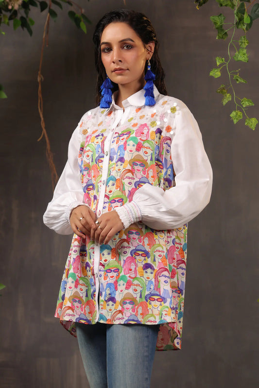Patch Work Printed Top light Embellish