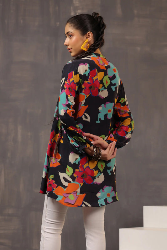 Printed Short Top with Light Embellish