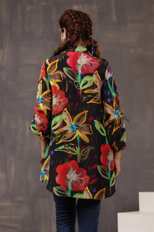 Printed Short Top with Light Embellish